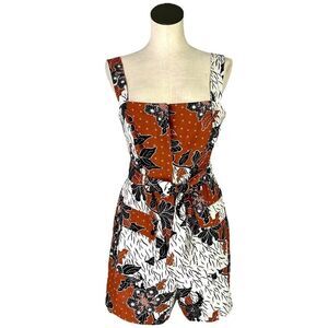 House of Harlow 1960 Romper Shorts Women 10 Brown Floral Pockets Sleeveless Boho